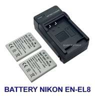 EN-EL8 \ ENEL8 แบตเตอรี่ \ แท่นชาร์จ \ แบตเตอรี่พร้อมแท่นชาร์จสำหรับกล้องนิคอน Battery \ Charger \ B