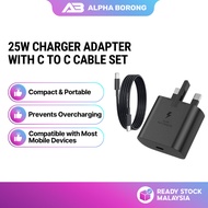 Alpha Borong 25W Fast Charger Adapter Set Type-C to C Cable + Type-C to Type-C Data Sync Charging Ca