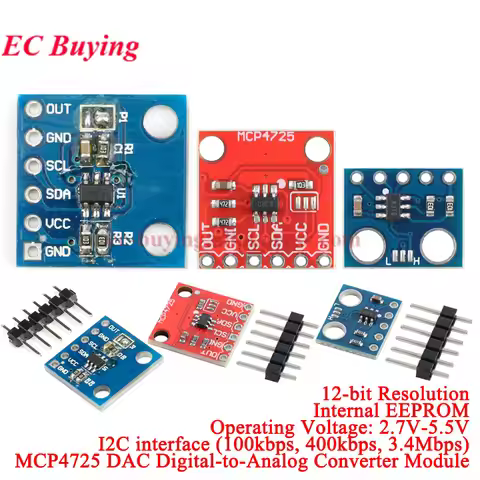 10Pcs/1pc MCP4725 DAC Conversion Module I2C Interface 12-bit Resolution Digital-to-analog D/A Conver