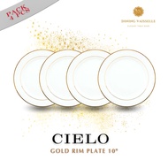 Dining Vaisselle - Cielo Lux Plate Gold Rim - จานพอร์ซเลนขอบทอง 8”และ10” (Pack 4 6 10 ชิ้น)