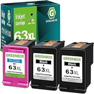 GREENBOX Remanufactured Ink Cartridge Replacement for HP 63XL 63 XL Used in HP OfficeJet 3830 5255 5258 Envy 4520 4512 4513 4516 DeskJet 1112 1110 3630 3634 2130 2132 Printer (2 Black 1 Tri-Color)