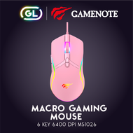 Gamenote Macro Gaming mouse สีชมพู RGB เมาส์เกมมิ่ง เม้าส์เกมมิ่ง เม้ามาโคร 6 Key ไฟ RGB Backlit MS1