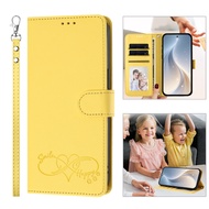 XICCI For Vivo Y36 Y17S Y02 Y21S Y35 Y16 Y02S Y20 Y77 Y17 Smile Happy Love Leather Business Wallet F