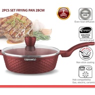 DESSINI ITALY GGFFP-28 Frying Pan Granite Die Cast Aluminium Non Stick PERIUK (28cm) - MAROON Colour