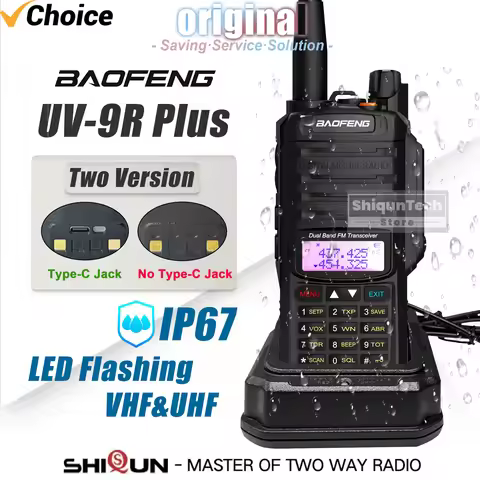 Baofeng UV-9R Plus Two Way Radio IP67 Waterproof UV9RPLUS Portable Ham Radio LED Flashligh VOX DualB
