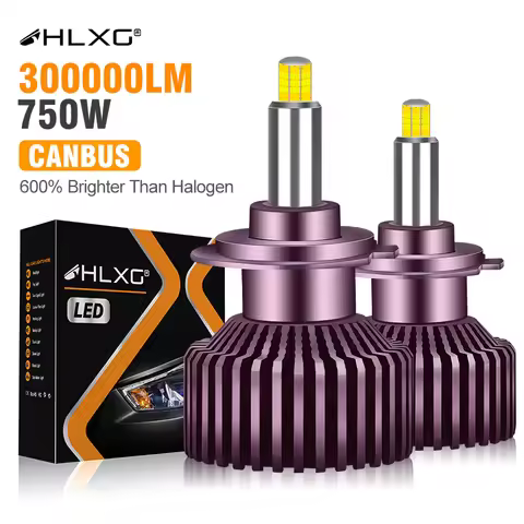HLXG 750W H7 LED 360 Headlight Bulb Canbus 300000LM H4 H1 H8 H9 H11 HB3 HB4 9005 9006 9012 HIR2 Fog 