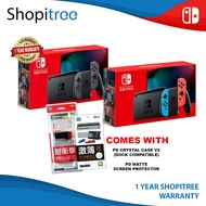 Nintendo Switch Console + 1 Year Warranty by Shopitree - Gen 2 (Extended Battery Life) with Screen Pro + Crystal Case