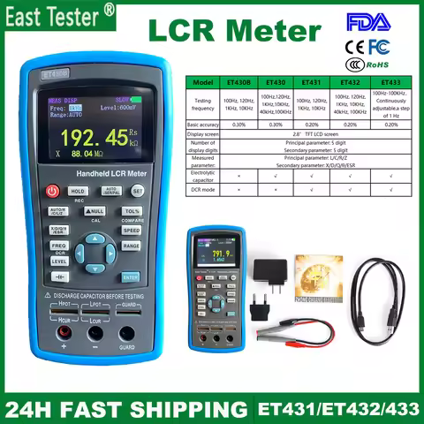 ET432 ET430 ET433 Capacitance Inductance Resistance Meter Tester Continuously Adjustable Handheld LC