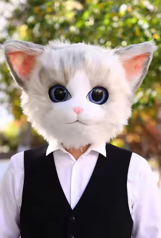 Handmade Furry Cat Mask Kigurumi Cosplay Anime Persian Cat Fursuit Head Furry Head Mask Kig Hallowee