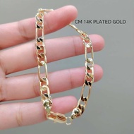 Highquality 14K CM Saudi Gold Plated Figaro Chain Bracelet with Lobster Claspfor Men Nontarnish
