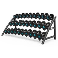 Livepro Urethane Dumbbells(22kg to 50kg) with 2-Tier Commercial Dumbbells Rack - Set