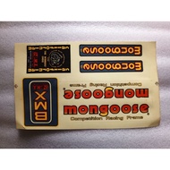 MONGOOSE BMX DECAL 1984 USA LABEL MADE IN TAIWAN MONGOOSE COMPETITION RACING FRAME STICKER BMX MONGO