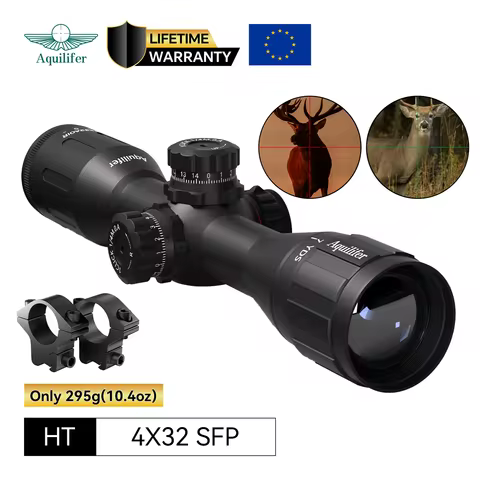 Aquilifer 4x32 AO Hunting Scope 295g Zero Stop for 22LR Rimfire Air Rifle Airgun with Free Scope Rin