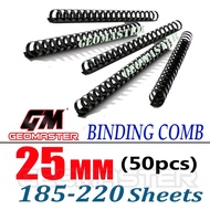 Comb Binder Rings / Plastic Comb Rings / Binding Rings / Binding Comb Rings 25mm Black - 50Pcs/Box