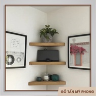 Kệ gỗ tự nhiên treo tường kệ góc tam giác vuông kệ để đồ trang trí decor vintage