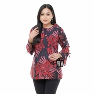 Baju Batik Atasan Wanita Blouse Lengan Panjang - mgar mrah, XL