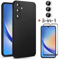 EllaStuff COD PACKAGE Samsung A14 A14 5G M14 A24 A34 5G PACKAGE 3IN1 Case Blackmatte Tempered Glass 