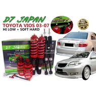 D7 VIOS 03 Hi Low Soft Hard Body Shift Adjustable Coilover 26 step Set