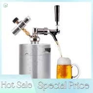 3 Gallon (5L) Mini Beer Barrel Stainless Steel Mini Beer Barrel Spear Dispenser Tap Home Brew Keg Beer Barrel Holds Beer Homebrewing Kegs Mini Keg Dispenser 2 Class Pressure Gauge