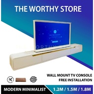 (SG SELLER) TWS FREE INSTALLATION SOLID WOOD Wall Mount BTO Safe TV Console with 2 Drawers  - Child Safe (4 Colors)