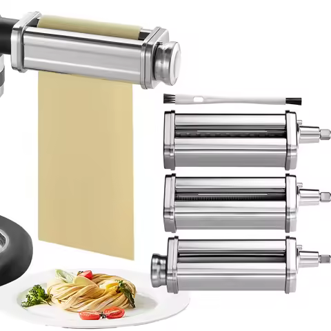 SucceBuy Pasta Attachment for Kitchen Aid Stand Mixer Stainless Steel Pasta Roller Cutter Set Spaghe