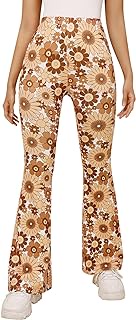 70s Flare Pants for Women - Rave Festival Outfit High Waist Bell Bottom Boho Cute Groovy Disco Trousers
