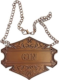 Decanter Tag with Adjustable Chain, Copper, 2.6 x 2 inches, Liquor Bottle Label (Gin tag)