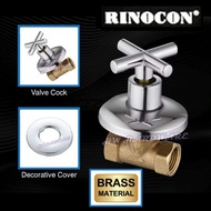 RINOCON 1/2" / 3/4" Premium Cross Handle Full Turn Stopcock Stop Cock Shower Valve | Concealed Chrom