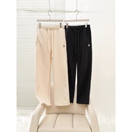 2025 Women's Clothing Preppy Style Fleece Lining Drawstring Elastic Waist Straight Casual Trousers T