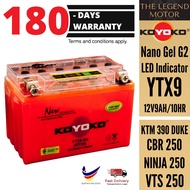 YTX9-BS YTX9 BTX9 Koyoko Gel G2 Battery Batteri Bateri 100% Original KOYOKO CBR 250  KTM 390 DUKE R 