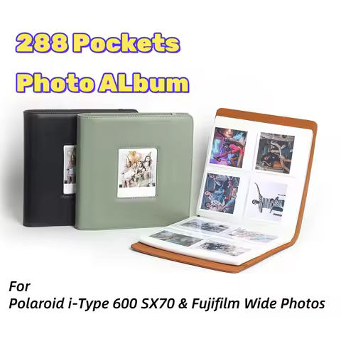 Photo Album 288 Pockets - Holds Polaroid i-Type 600 SX70 & Fujifilm Wide Photos (Up to 9x11cm) - PU 
