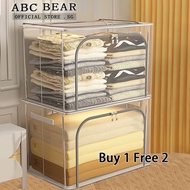 [Buy1 get 2] Transparent Thickened Foldable Storage Box wardrobe with Handles stack able storage
