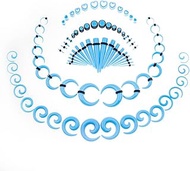 Ear Stretching Kit 84 PCS Spiral Taper Gauges Heart Tunnels Plugs Acrylic Expander Sets14G-00G Body 