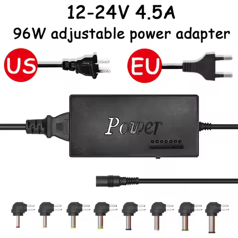 DC 12V/15V/16V/18V/19V/20V/24V 4.5A 96W EU US Plug Laptop Ac Universal Power Adapter Charger for DEL