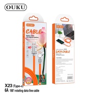 OUKU X23 6a Charging Cable 180 Degree Rotating Head USB Type-c Micro iOS Fast Data Soft Silicone Wor