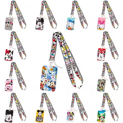 Vertical Disney Minnie Mouse Certificate Holder Neck Strap Lace Key Chain ID Card Access Rope Lace