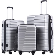 Coolife Luggage Sets, 3 Piece Hardshell Luggage Set with Spinner Wheels Expandable Suitcase Set PC+A