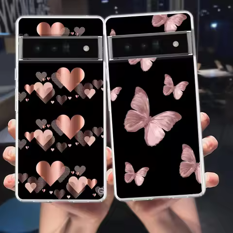 Gold Pink Rose Glitter Hearts Phone Case For Google Pixel 9 8 7 6 Pro XL 8A 7A 6A 5 4 5A 4A 3A XL 5G