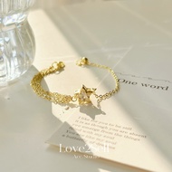 Love2Self S071 Popular Gold Zirconia Star Bracelet Adjustable Pulling Style Bracelets Girl Accessory