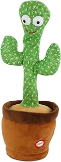 Idena 40366 Plapper Cactus with Light, Approx. 33 cm, Plush Toy Speaks Everything in Funny Voice and