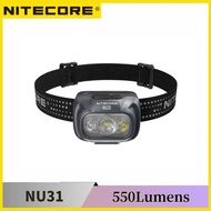 NITECORE NU31 Triple Output Lightweight Headlamp 550Lumens USB-C Rechargeable Headlight Built in bat