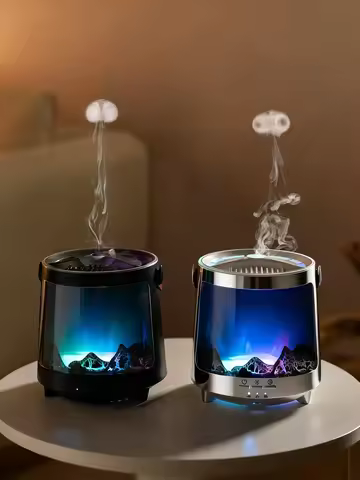 Humidifier Essential Oil Diffuser Flame Aroma Diffuser Ultrasonic Cool Mist Maker Fogger LED Night L