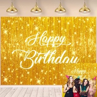 Gold Flash Happy Birthday Photography Backdrop Golden Flash Tassels Birthday Photography Background 