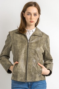 皮革蛇紋印花外套 女款 復古 90 年代西裝外套 5879