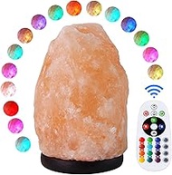 pursalt Himalayan Salt Lamp 7 Inches (5-6 Lbs) with Upgraded Remote Control, Adjustable 16 Color Changing Salt Lamp Night Light, Natural Crystal Pink Large USB Salt Rock Lamp for Home Decor and Gift