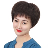 Wig Rambut Manusia100% Tutup Kepala Wanita, Rambut Manusia Asli,