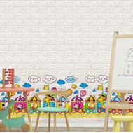 Self-adhesive cartoon wallpaper for children's rooms3D 3D Kindergarten Anti-Collision Wall Stickers 