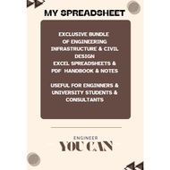 EXCLUSIVE BUNDLE  OF ENGINEERING INFRASTRUCTURE & CIVIL DESIGN EXCEL SPREADSHEETS & PDF  HANDBOOK & 