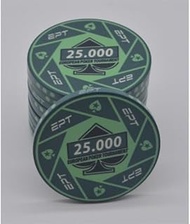 25 x EPT European Poker Tour 25000 Ceramic Poker Chips 10g