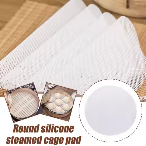 Round Silicone Steamer Pad Food-Grade Steamer Cloth for Buns Dumplings Bread, Reusable Non-Stick Ste